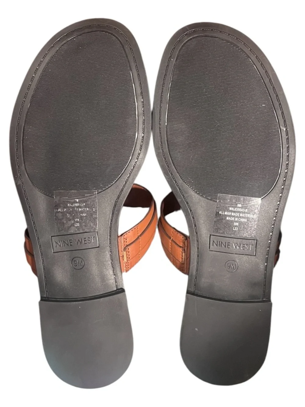 Nine West Tan Sandals Gold Buckle Detail Size 9 - Picture 5 of 7